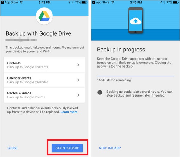 transfer files from iphone to android with google drive