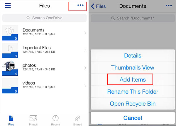 backup iphone photos to onedrive