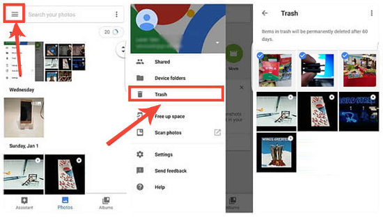 how to recover deleted videos from android via google photos