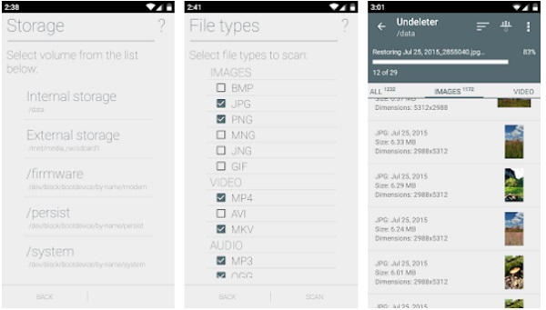 data recovery app for android like undeleter recover files and data