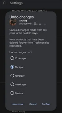 retrieve deleted phone numbers on android via google contacts website