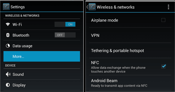 enable nfc feature on android phones