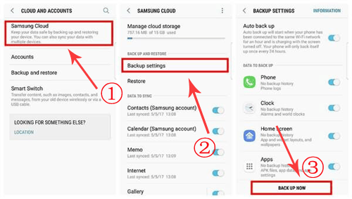 back up android files via samsung account