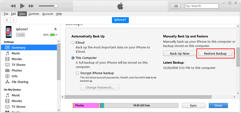 how to recover deleted numbers with itunes backup